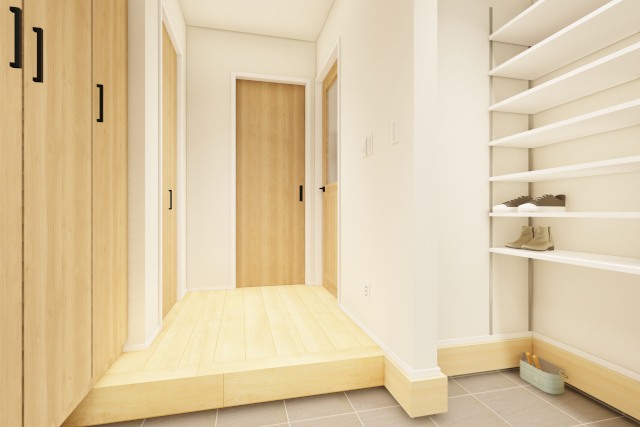 写真：トリプル収納の玄関
